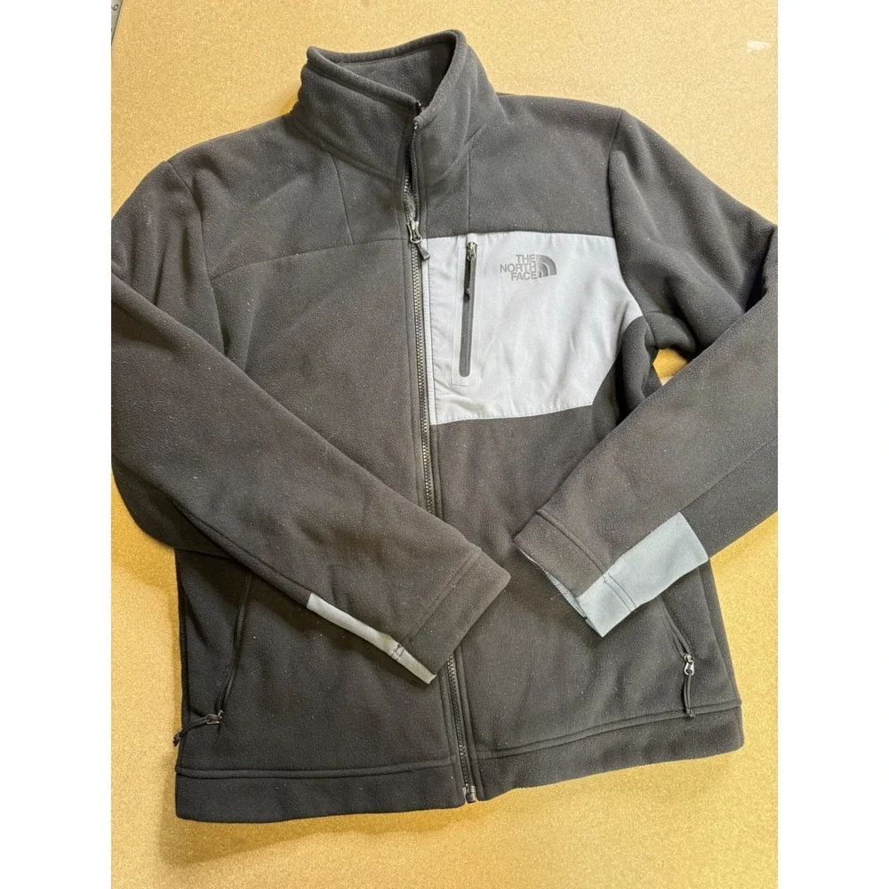 The North Face Mens Fleece Jacket Black‎ Gray Full Zip Outdoor Warm Size M
